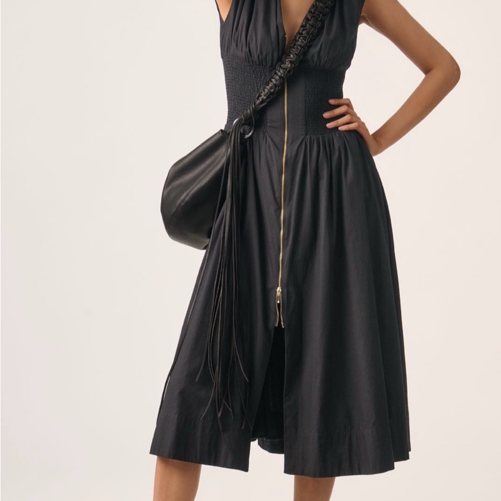 Anthropologie Gray Pleated Halter Midi Dress